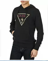 hombre guess populaire chaqueta hoodie lavez petites noir